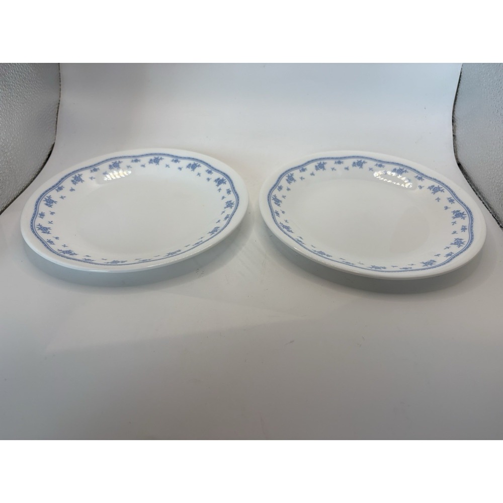 2 Vintage Corelle MORNING BLUE 6 3/4" Bread/Butter Dessert Plates 3007